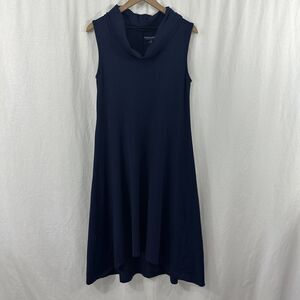 Soft Surroundings Navy Blue Cowl Neck Sleeveless Hi-lo Midi Dress Size PM